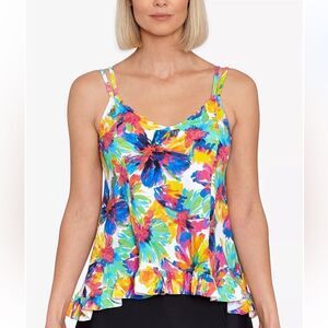 NWT SWIM SOLUTIONS Women's Printed High-Low Tankini Top
